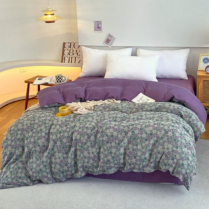 91家纺网 家纺一手货源 找家纺 春皖家纺 2026新款全棉纯棉拉链款双层纱被套单被套被套单件 春光灿烂