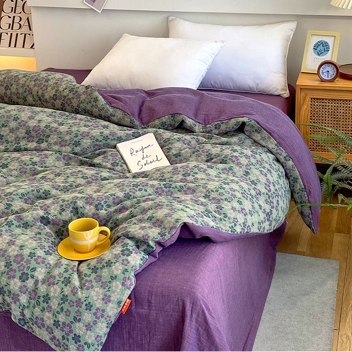 91家纺网 家纺一手货源 找家纺 春皖家纺 2026新款全棉纯棉拉链款双层纱被套单被套被套单件 春光灿烂