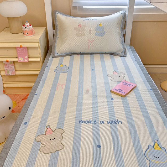 91家纺网 家纺一手货源 找家纺 （总）懒猫家纺 2026新款600D数码印花大版学生宿舍冰藤凉席