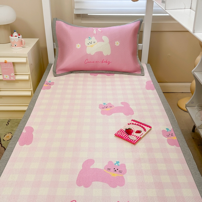 91家纺网 家纺一手货源 找家纺 （总）懒猫家纺 2026新款600D数码印花大版学生宿舍冰藤凉席