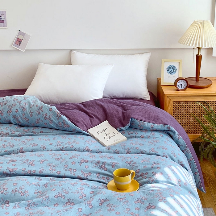 91家纺网 家纺一手货源 找家纺 春皖家纺 2026新款全棉纯棉拉链款双层纱被套单被套被套单件 花漾兰