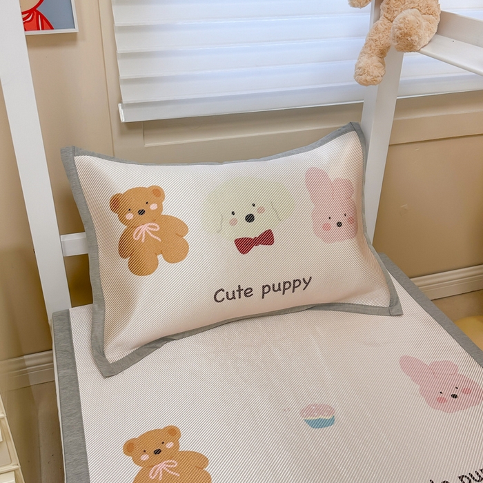 91家纺网 家纺一手货源 找家纺 懒猫家纺 2026新款600D数码印花大版学生宿舍冰藤凉席 萌宠生活