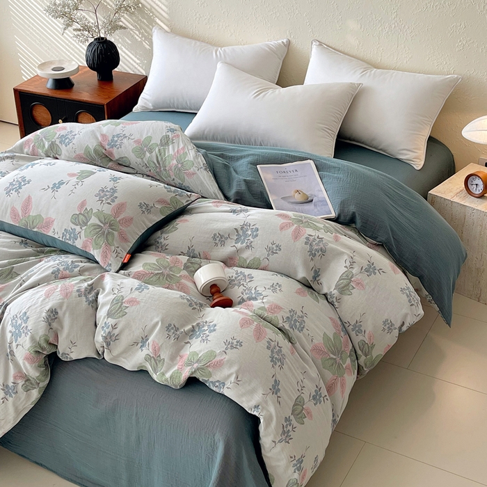 91家纺网 家纺一手货源 找家纺 春皖家纺 2026新款全棉纯棉拉链款双层纱被套单被套被套单件 绮帐-粉