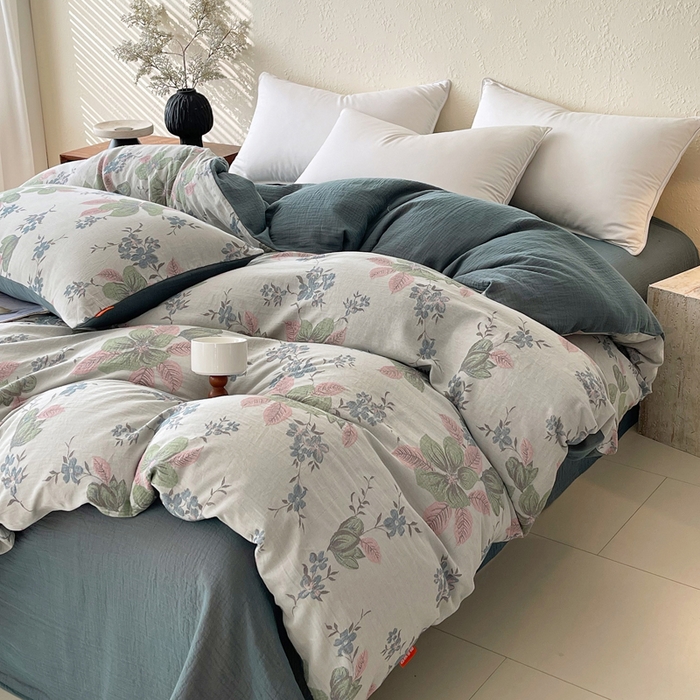 91家纺网 家纺一手货源 找家纺 春皖家纺 2026新款全棉纯棉拉链款双层纱被套单被套被套单件 绮帐-粉