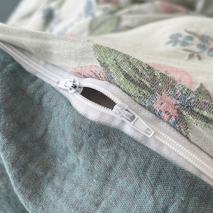 91家纺网 家纺一手货源 找家纺 春皖家纺 2026新款全棉纯棉拉链款双层纱被套单被套被套单件 绮帐-粉