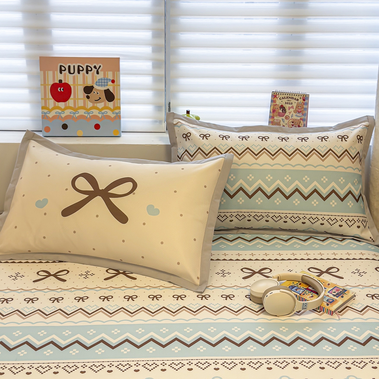 91家纺网 家纺一手货源 找家纺 懒猫家纺 2026新款卡通冰丝印花枕套 费尔岛