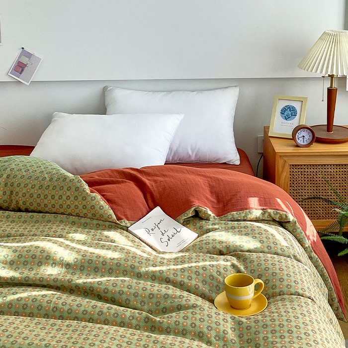 91家纺网 家纺一手货源 找家纺 春皖家纺 2026新款全棉纯棉拉链款双层纱被套单被套被套单件 夏洛克绿