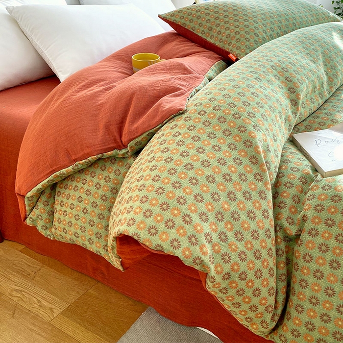 91家纺网 家纺一手货源 找家纺 春皖家纺 2026新款全棉纯棉拉链款双层纱被套单被套被套单件 夏洛克绿