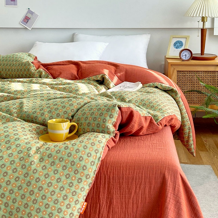 91家纺网 家纺一手货源 找家纺 春皖家纺 2026新款全棉纯棉拉链款双层纱被套单被套被套单件 夏洛克绿