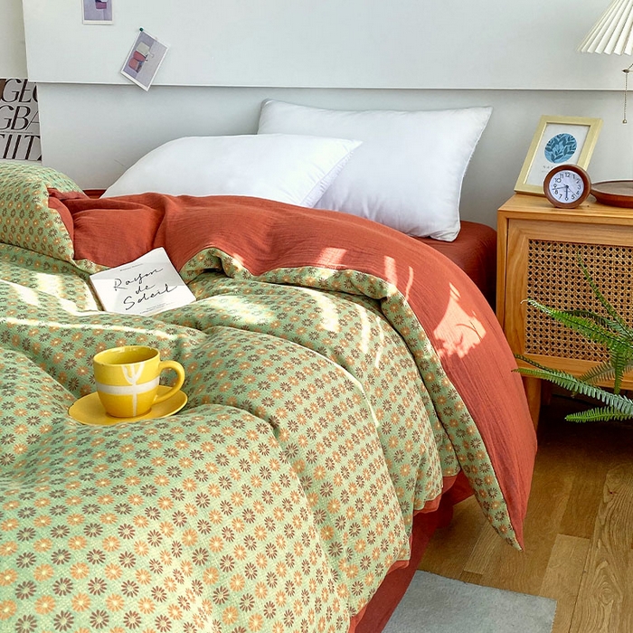 91家纺网 家纺一手货源 找家纺 春皖家纺 2026新款全棉纯棉拉链款双层纱被套单被套被套单件 夏洛克绿