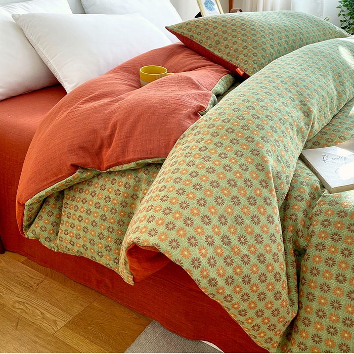 91家纺网 家纺一手货源 找家纺 春皖家纺 2026新款全棉纯棉拉链款双层纱被套单被套被套单件 夏洛克绿