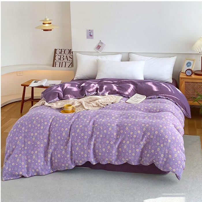 春皖家纺 2026新款全棉纯棉拉链款双层纱被套单被套被套单件 雪花飘