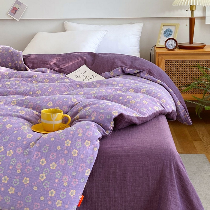 91家纺网 家纺一手货源 找家纺 春皖家纺 2026新款全棉纯棉拉链款双层纱被套单被套被套单件 雪花飘