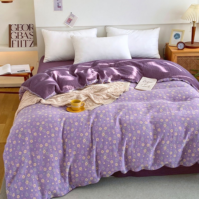 91家纺网 家纺一手货源 找家纺 春皖家纺 2026新款全棉纯棉拉链款双层纱被套单被套被套单件 雪花飘