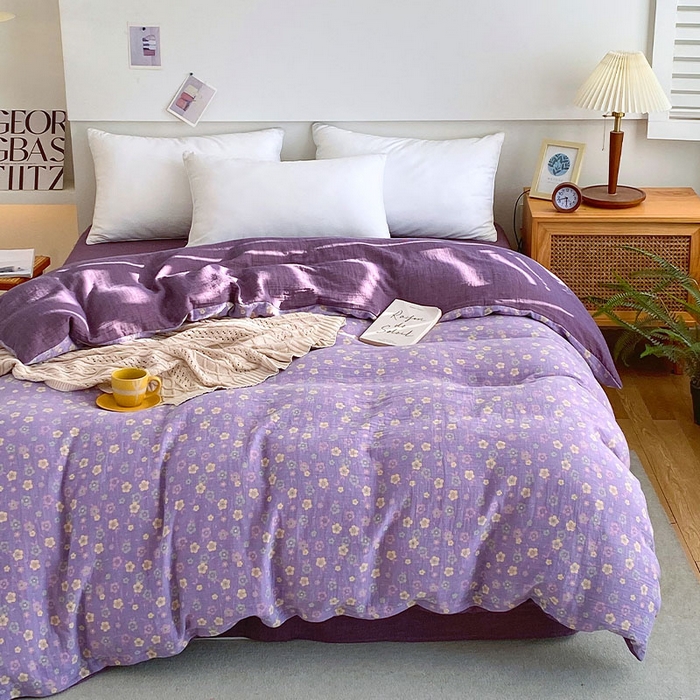 91家纺网 家纺一手货源 找家纺 春皖家纺 2026新款全棉纯棉拉链款双层纱被套单被套被套单件 雪花飘