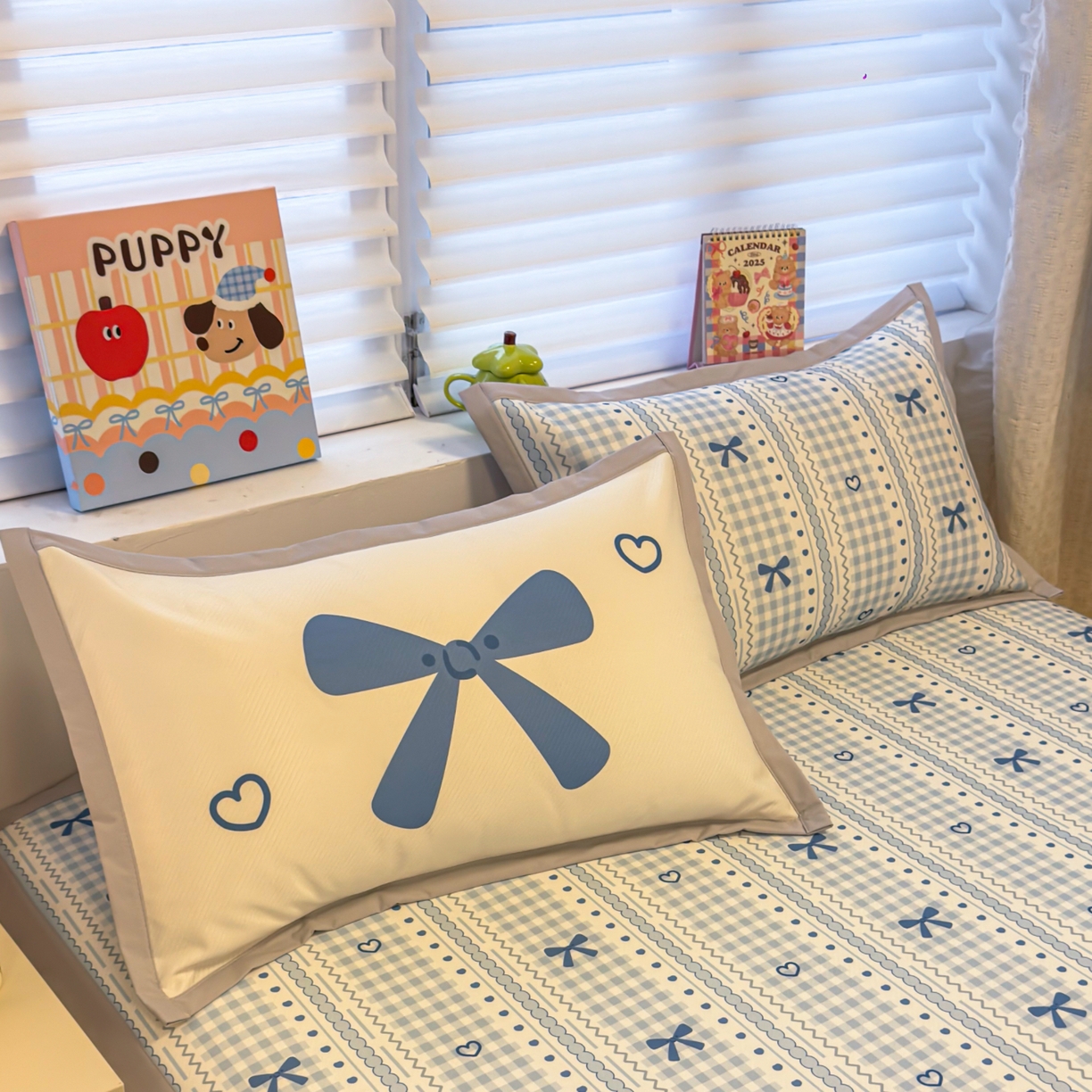 91家纺网 家纺一手货源 找家纺 懒猫家纺 2026新款卡通冰丝印花枕套 少女心事