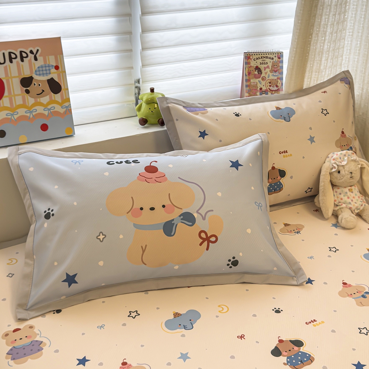 懒猫家纺 2026新款卡通冰丝印花枕套 星愿萌宠