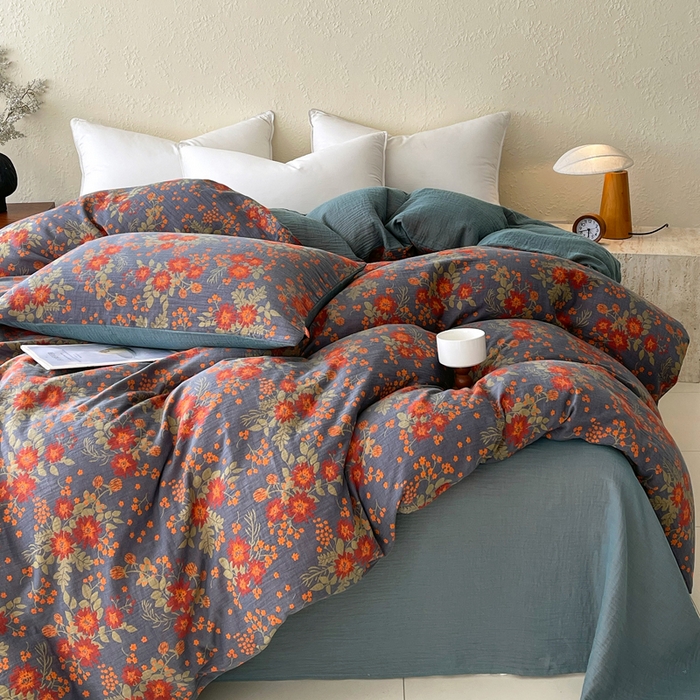 91家纺网 家纺一手货源 找家纺 春皖家纺 2026新款全棉纯棉拉链款双层纱被套单被套被套单件 月临