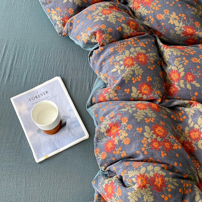 91家纺网 家纺一手货源 找家纺 春皖家纺 2026新款全棉纯棉拉链款双层纱被套单被套被套单件 月临