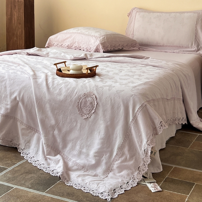 91家纺网 家纺一手货源 找家纺 桂雅居 2026新款梦幻洛可可竹麻提花夏被 素瑾-紫