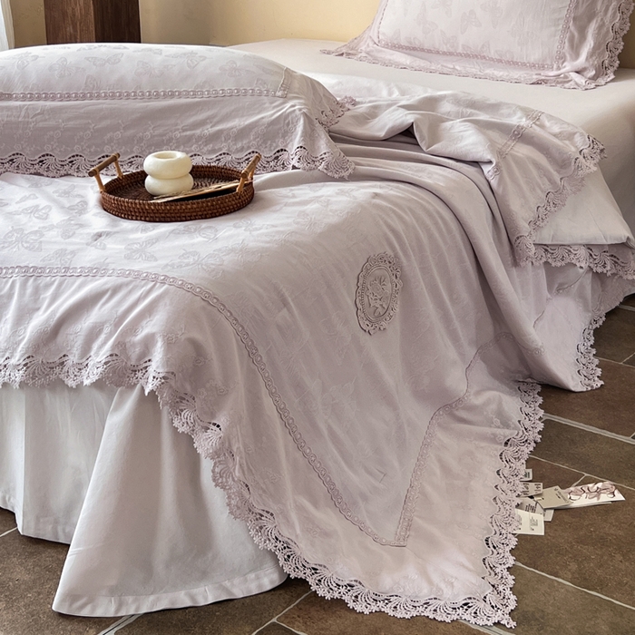 91家纺网 家纺一手货源 找家纺 桂雅居 2026新款梦幻洛可可竹麻提花夏被 素瑾-紫