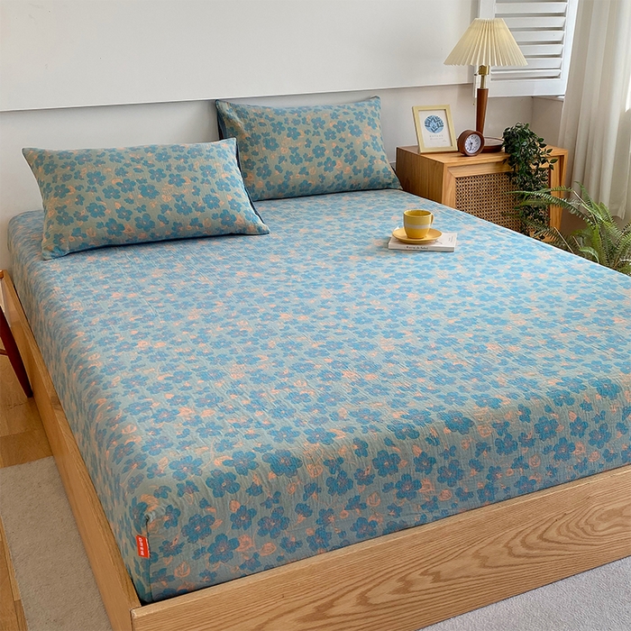 91家纺网 家纺一手货源 找家纺 春皖家纺 2026新款全棉纯棉拉链款双层纱床笠单床笠床笠单件 百灵斯顿