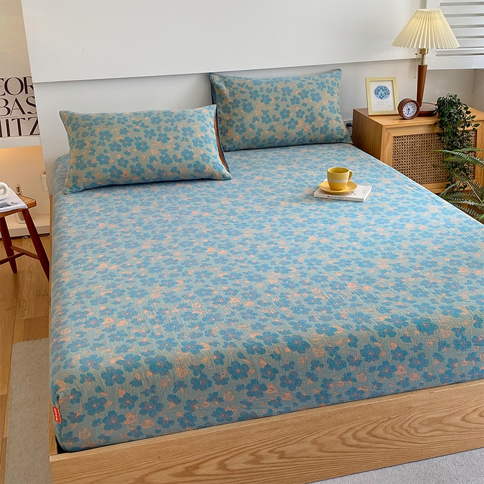 91家纺网 家纺一手货源 找家纺 春皖家纺 2026新款全棉纯棉拉链款双层纱床笠单床笠床笠单件 百灵斯顿