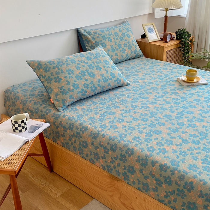 91家纺网 家纺一手货源 找家纺 春皖家纺 2026新款全棉纯棉拉链款双层纱床笠单床笠床笠单件 百灵斯顿