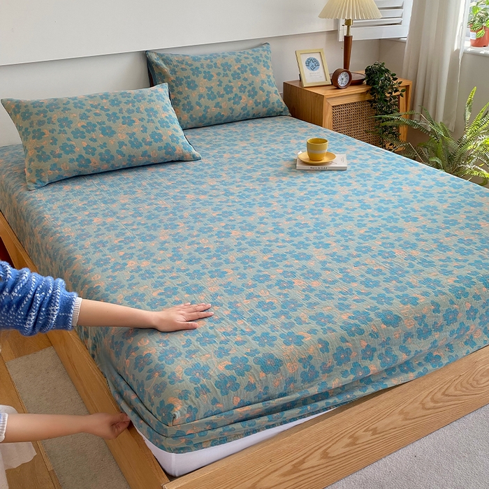 91家纺网 家纺一手货源 找家纺 春皖家纺 2026新款全棉纯棉拉链款双层纱床笠单床笠床笠单件 百灵斯顿