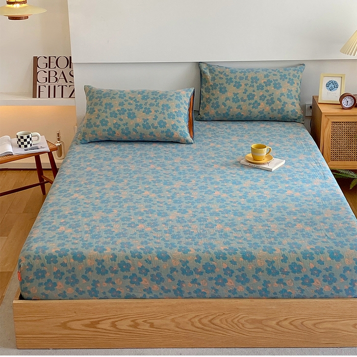 91家纺网 家纺一手货源 找家纺 春皖家纺 2026新款全棉纯棉拉链款双层纱床笠单床笠床笠单件 百灵斯顿