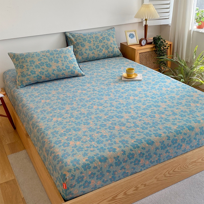 91家纺网 家纺一手货源 找家纺 春皖家纺 2026新款全棉纯棉拉链款双层纱床笠单床笠床笠单件 百灵斯顿