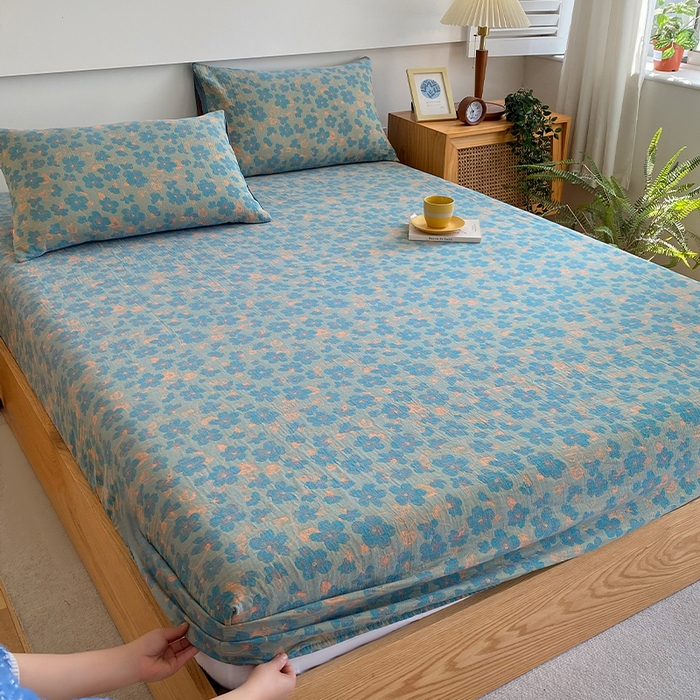 91家纺网 家纺一手货源 找家纺 春皖家纺 2026新款全棉纯棉拉链款双层纱床笠单床笠床笠单件 百灵斯顿