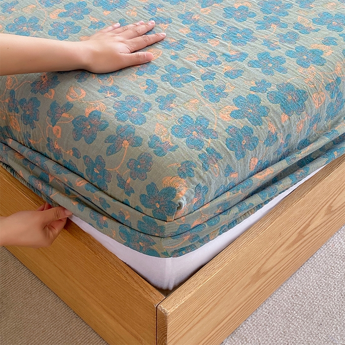 91家纺网 家纺一手货源 找家纺 春皖家纺 2026新款全棉纯棉拉链款双层纱床笠单床笠床笠单件 百灵斯顿