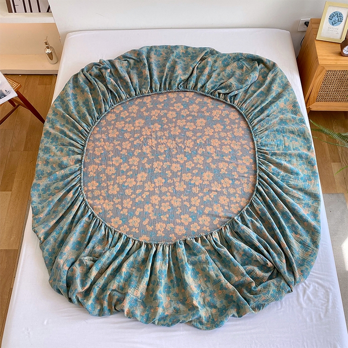 91家纺网 家纺一手货源 找家纺 春皖家纺 2026新款全棉纯棉拉链款双层纱床笠单床笠床笠单件 百灵斯顿