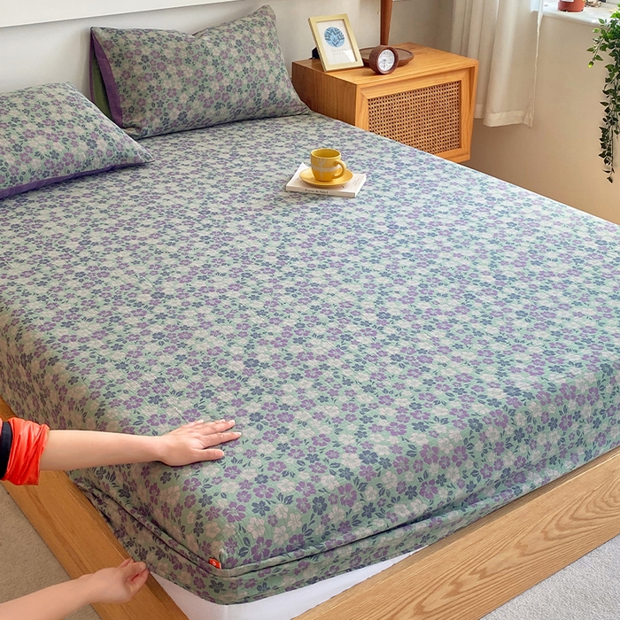 91家纺网 家纺一手货源 找家纺 春皖家纺 2026新款全棉纯棉拉链款双层纱床笠单床笠床笠单件 春光灿烂