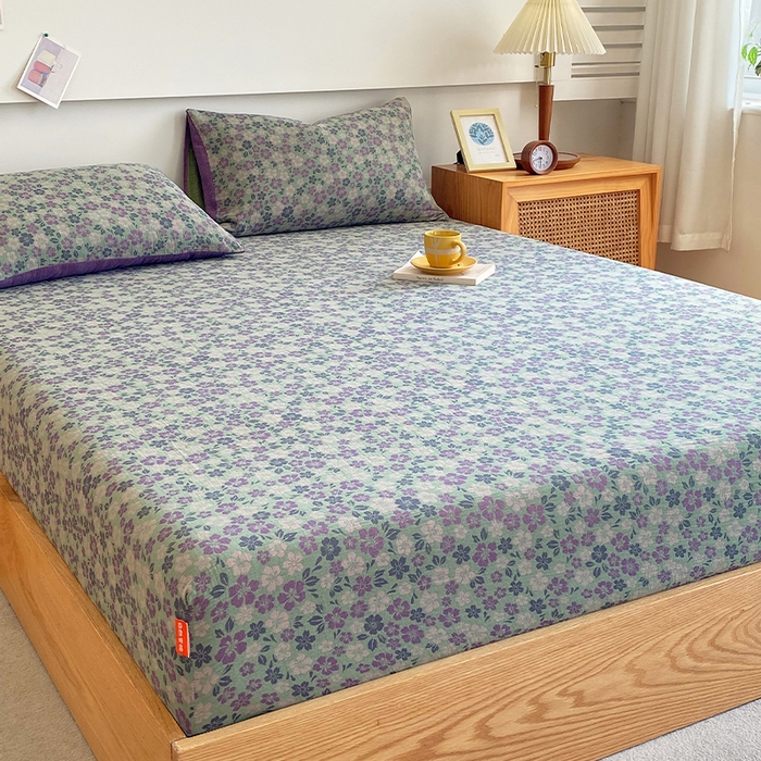 91家纺网 家纺一手货源 找家纺 春皖家纺 2026新款全棉纯棉拉链款双层纱床笠单床笠床笠单件 春光灿烂