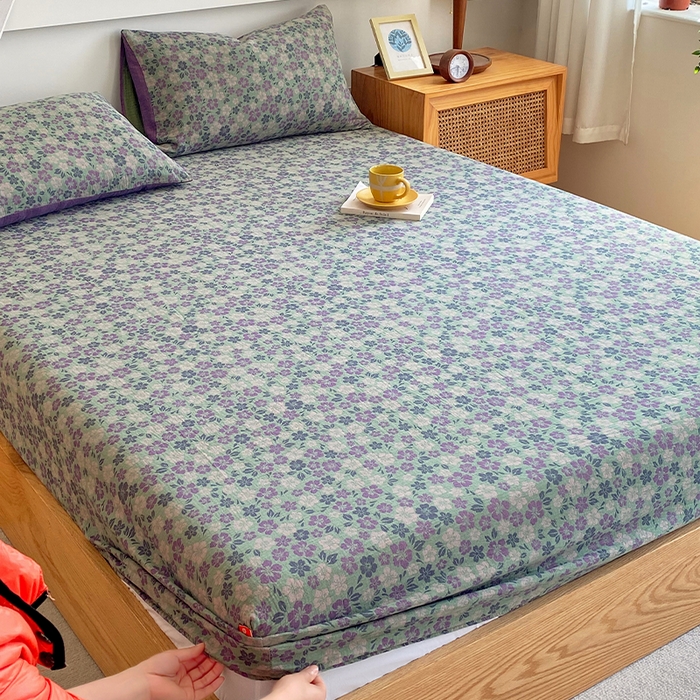 91家纺网 家纺一手货源 找家纺 春皖家纺 2026新款全棉纯棉拉链款双层纱床笠单床笠床笠单件 春光灿烂