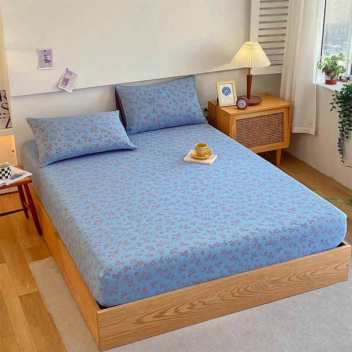 91家纺网 家纺一手货源 找家纺 春皖家纺 2026新款全棉纯棉拉链款双层纱床笠单床笠床笠单件 花漾兰