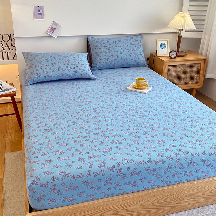 91家纺网 家纺一手货源 找家纺 春皖家纺 2026新款全棉纯棉拉链款双层纱床笠单床笠床笠单件 花漾兰