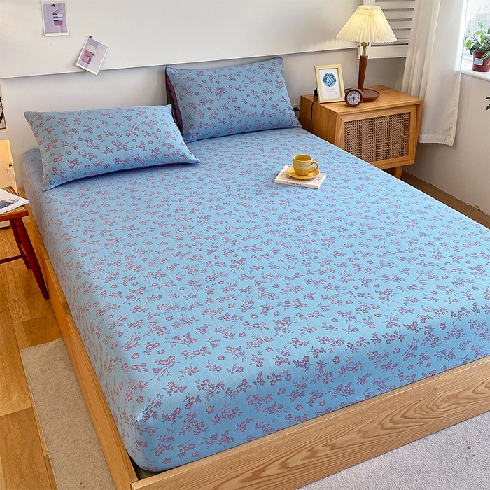 91家纺网 家纺一手货源 找家纺 春皖家纺 2026新款全棉纯棉拉链款双层纱床笠单床笠床笠单件 花漾兰