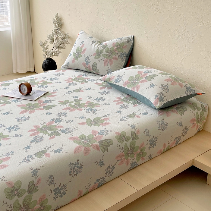 91家纺网 家纺一手货源 找家纺 春皖家纺 2026新款全棉纯棉拉链款双层纱床笠单床笠床笠单件 绮帐-粉