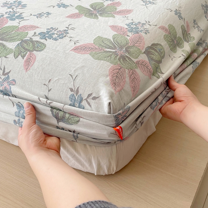 91家纺网 家纺一手货源 找家纺 春皖家纺 2026新款全棉纯棉拉链款双层纱床笠单床笠床笠单件 绮帐-粉