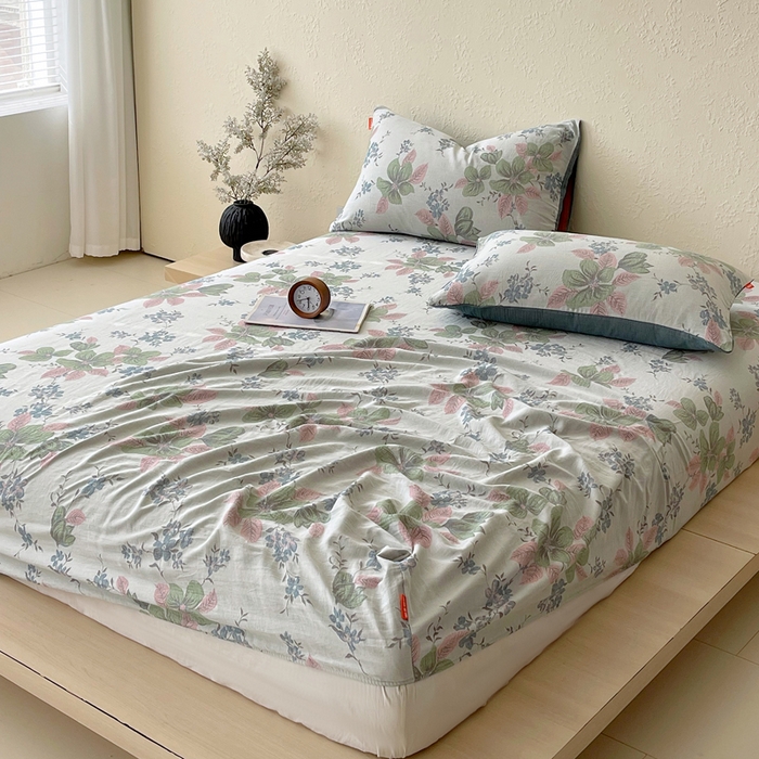 91家纺网 家纺一手货源 找家纺 春皖家纺 2026新款全棉纯棉拉链款双层纱床笠单床笠床笠单件 绮帐-粉