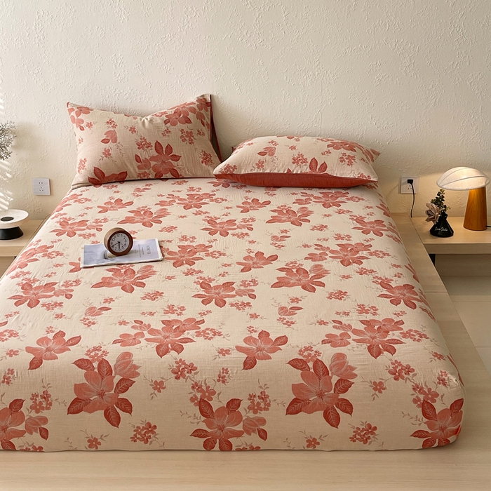 91家纺网 家纺一手货源 找家纺 春皖家纺 2026新款全棉纯棉拉链款双层纱床笠单床笠床笠单件 绮帐-红