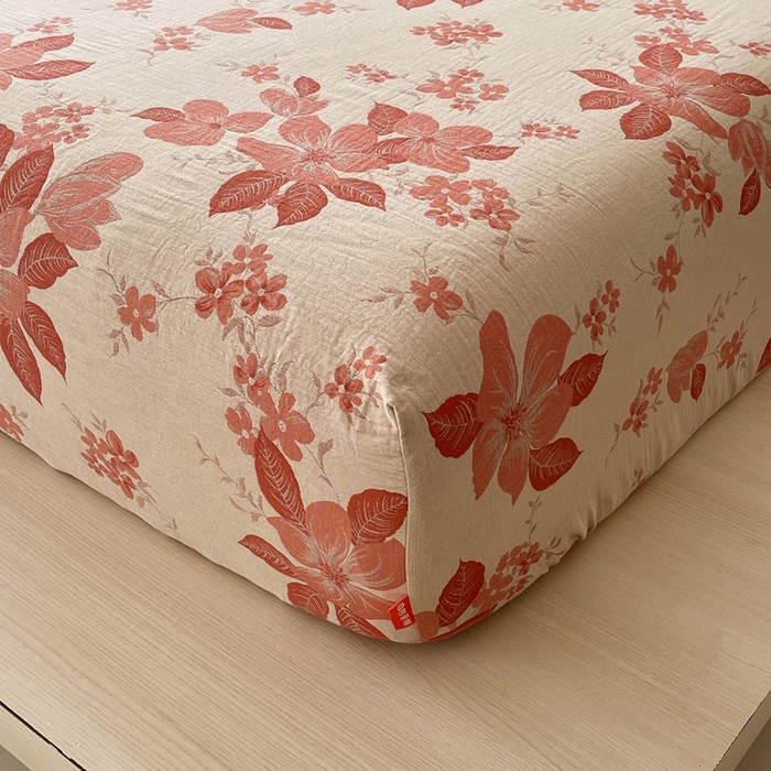 91家纺网 家纺一手货源 找家纺 春皖家纺 2026新款全棉纯棉拉链款双层纱床笠单床笠床笠单件 绮帐-红