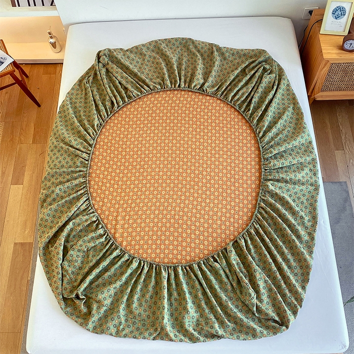 91家纺网 家纺一手货源 找家纺 春皖家纺 2026新款全棉纯棉拉链款双层纱床笠单床笠床笠单件 夏洛克绿