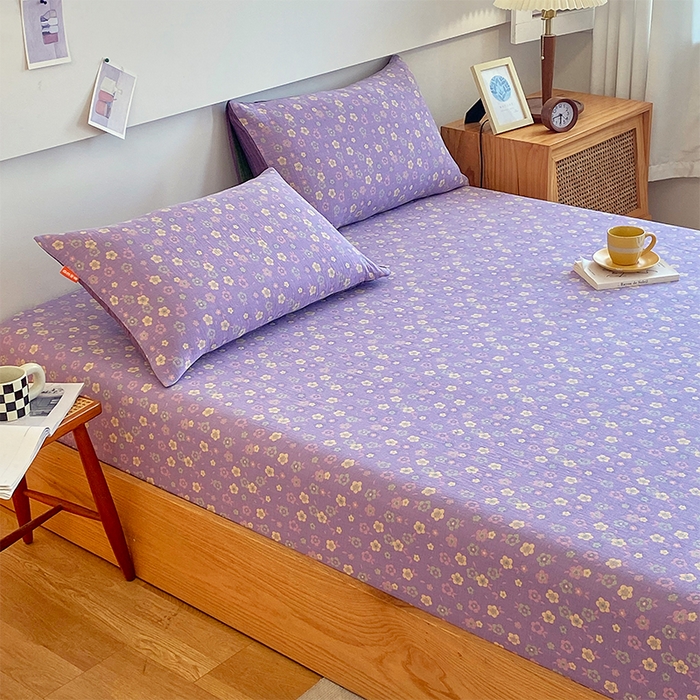 91家纺网 家纺一手货源 找家纺 春皖家纺 2026新款全棉纯棉拉链款双层纱床笠单床笠床笠单件 雪花飘