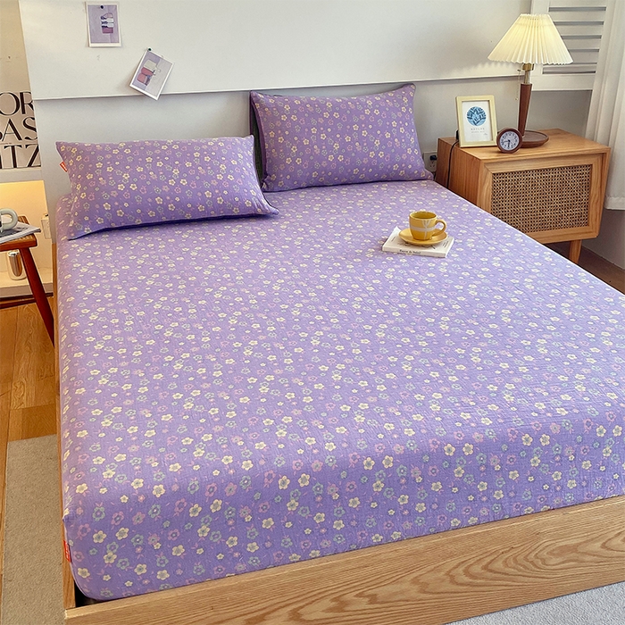 91家纺网 家纺一手货源 找家纺 春皖家纺 2026新款全棉纯棉拉链款双层纱床笠单床笠床笠单件 雪花飘