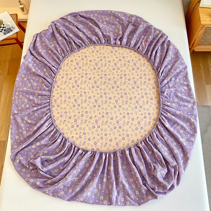 91家纺网 家纺一手货源 找家纺 春皖家纺 2026新款全棉纯棉拉链款双层纱床笠单床笠床笠单件 雪花飘