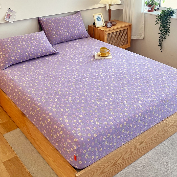 91家纺网 家纺一手货源 找家纺 春皖家纺 2026新款全棉纯棉拉链款双层纱床笠单床笠床笠单件 雪花飘